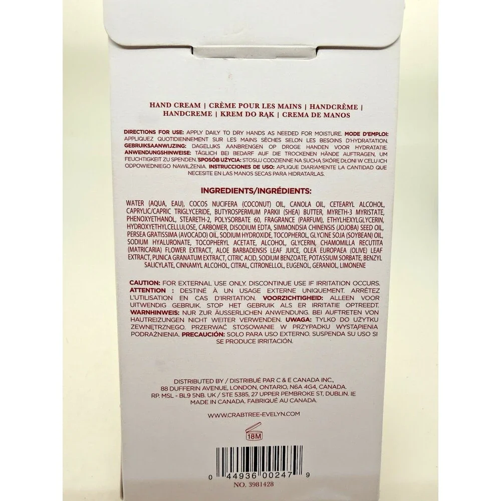 Crabtree & Evelyn Evelyn Rose‎ Hand Therapy 3.5oz 100g Sealed NEW W/Shea Butter